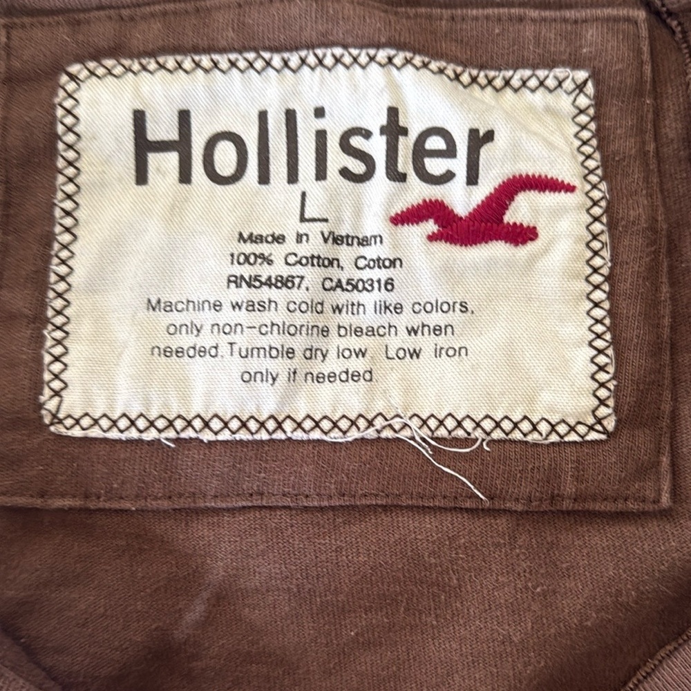 Vintage Y2K Hollister Brown Hooded 3/4 Sleeve Sweatshirt